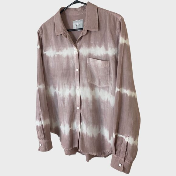 Rails Ingrid Raw-Hem Shirt Women's Medium Pink & White Tie-Dye Button-Up L/S - Picture 2 of 13